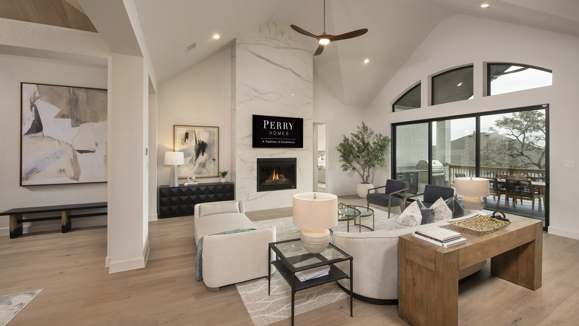 perry model home living room