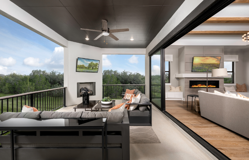 model home covered patio