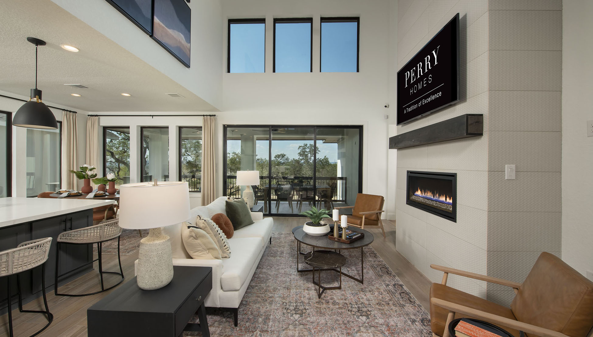 perry model home living room