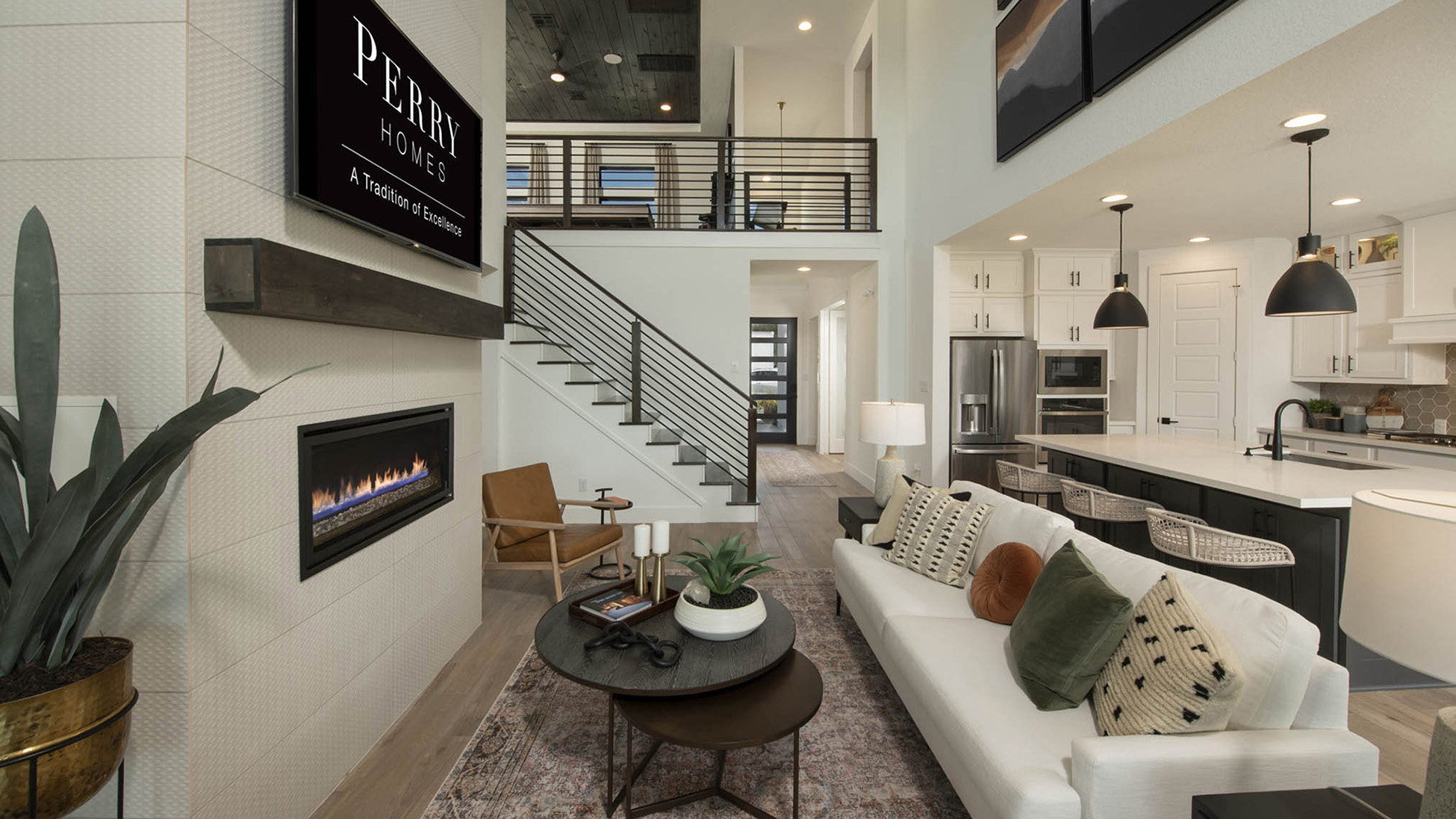 perry model home living room
