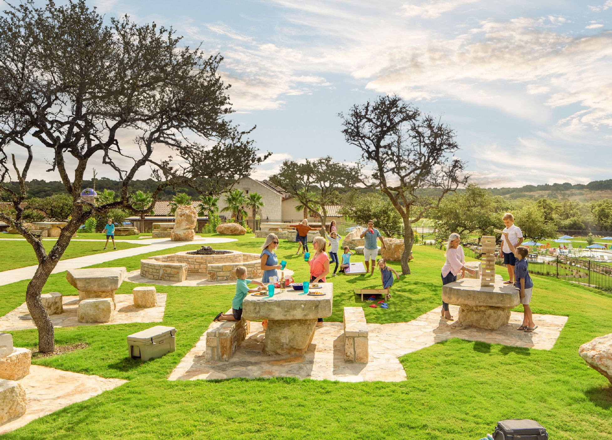 people gathering at the roca loca lawn